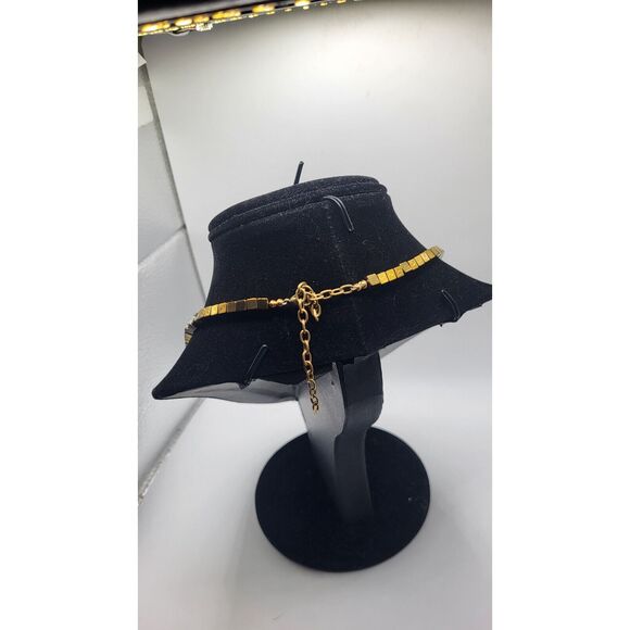 Artisan Healing Gemstone Gold Square Beads Marble Flourite 24in - Picture 4 of 5